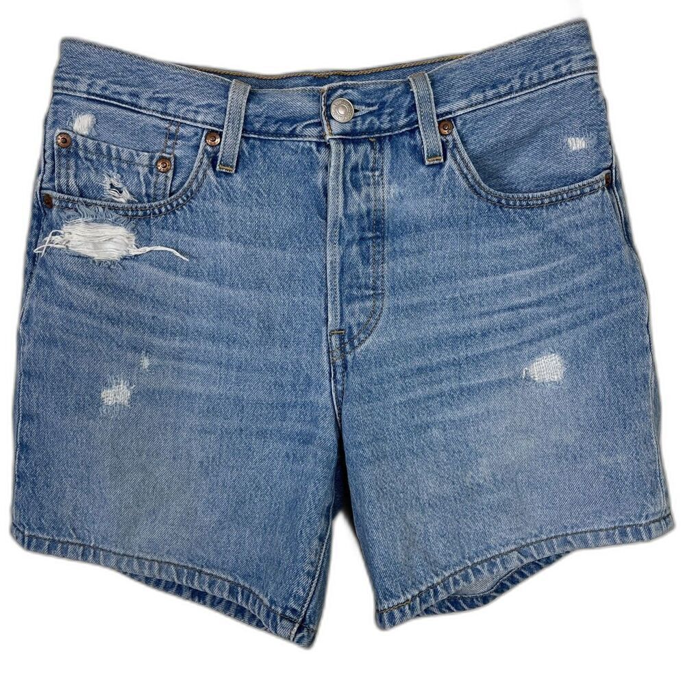 Levi's Premium Women's Size 27 90s Distressed Denim Button Fly Shorts Casual